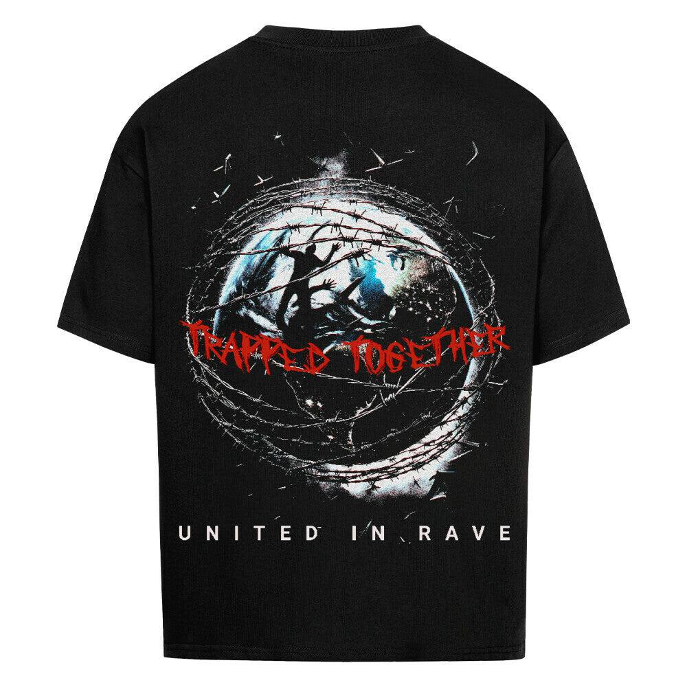 Schwarzes Trapped Oversized Shirt mit weißem Print – 240 GSM Premium-Baumwolle von Rave Society