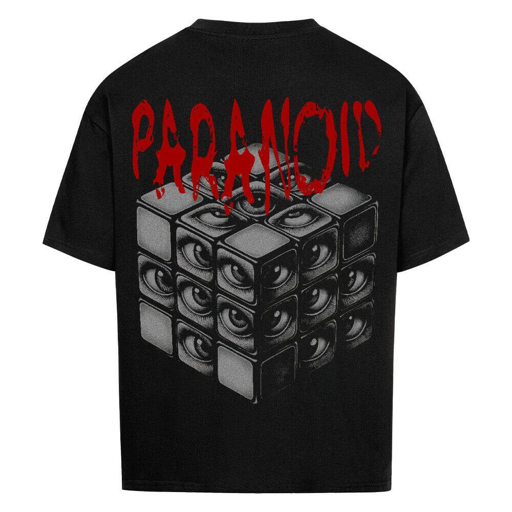 Schwarzes Paranoid Oversized Shirt mit weißem Print – 240 GSM Baumwolle von Rave Society