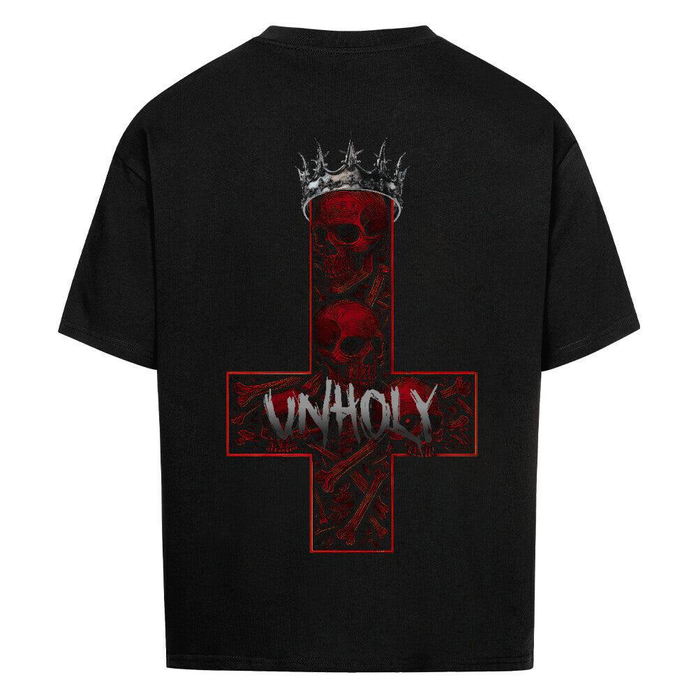 Schwarzes Unholy Oversized Shirt mit weißem Print – 240 GSM Premium-Baumwolle von Rave Society