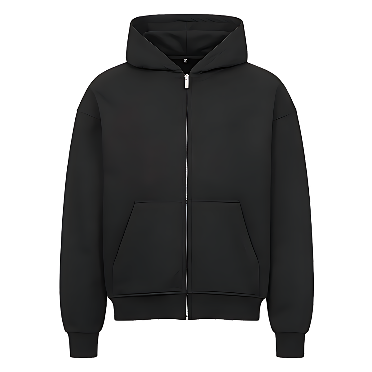 Schwarzer Rave Society Oversized Zipper Hoodie mit Kapuze und Reißverschluss