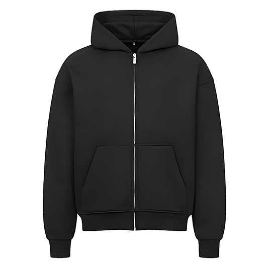 Schwarzer Rave Society Oversized Zipper Hoodie mit Kapuze und Reißverschluss