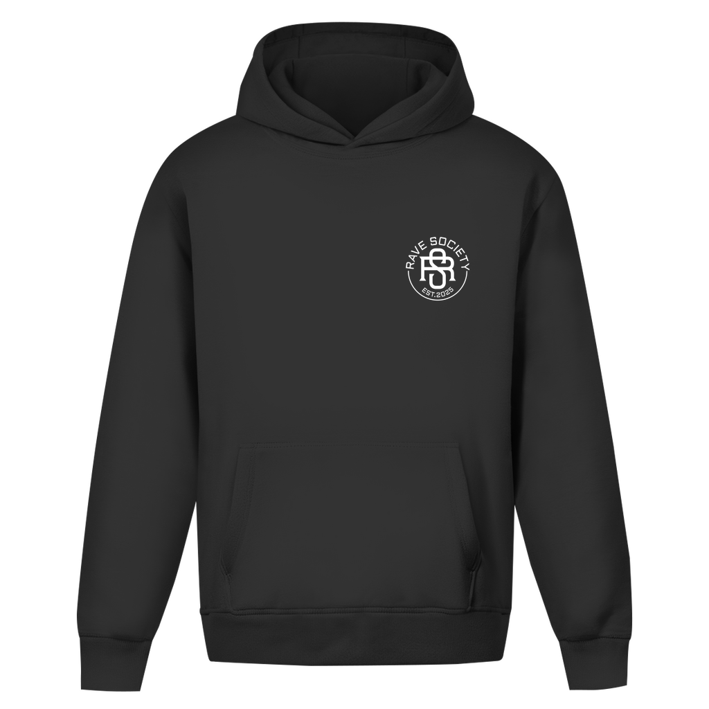 Rave Society Introvert oversize hoodie in minimalist design with large pocket.