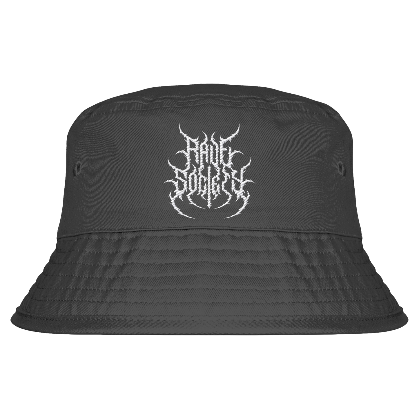 Organic cotton bucket hat by Rave Society Stiched in twill, featuring UPF50+ sun protection and unisex sizing.