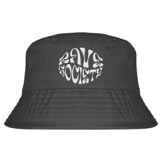 Rave Society Intovert Stiched Bio-Baumwolle Bucket Hat mit UPF50+ Sonnenschutz und Belüftungsösen, unisex, in zwei Größen erhältlich.
