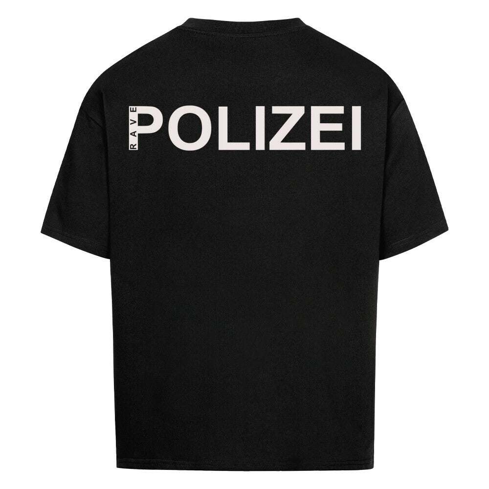 Schwarzes Rave Polizei Oversized Shirt mit weißem Print – Premium-Baumwolle 240 GSM von Rave Society