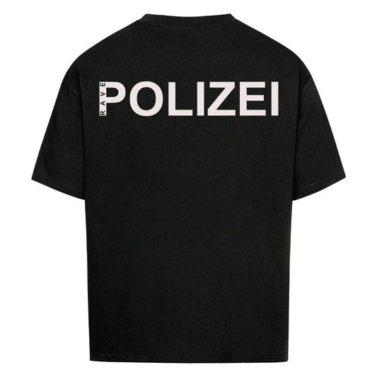 Schwarzes Rave Polizei Oversized Shirt mit weißem Print – Premium-Baumwolle 240 GSM von Rave Society
