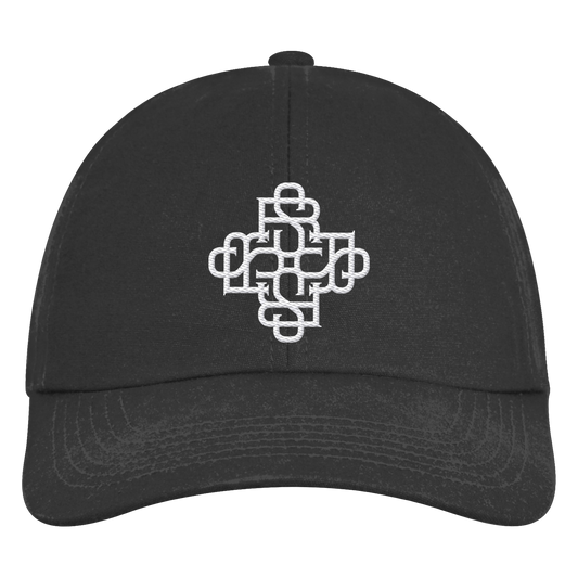 Rave Society Monogramm Stiched Organic 6-Panel Cap with curved design.